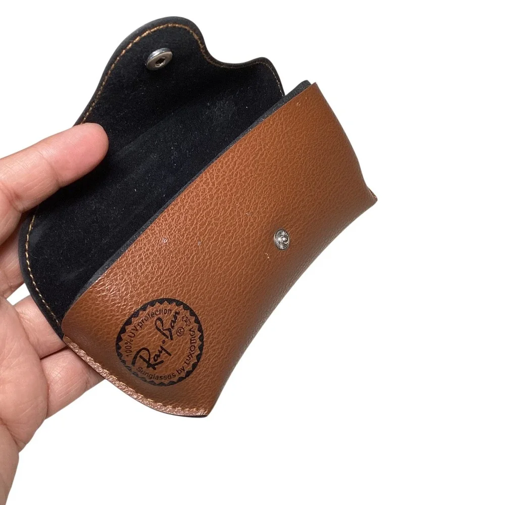 Ray-Ban Brown Pebble Grain Sunglasses Case Bundle of 2 Snap Closure Luxottica
